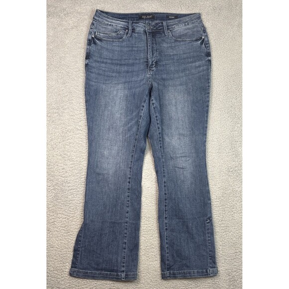 Judy Blue Jeans Women's 18W Blue Split Leg Flare Bootcut Cowboy Rodeo Med Wash - Picture 1 of 9